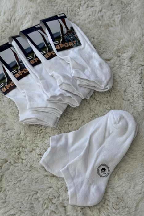6 PAIR ONE COLOR WARM MEN ANKLE SOCKS WHITE-E BARDHE - 3