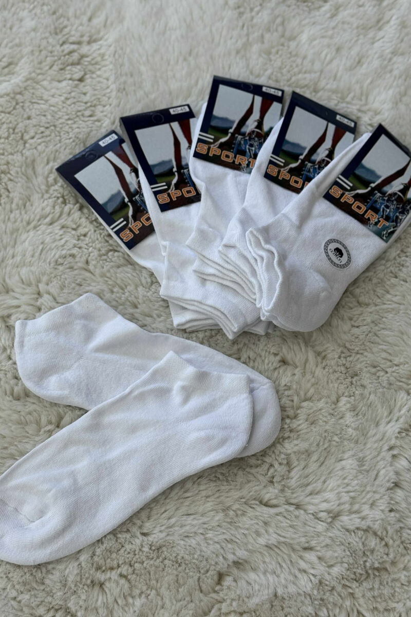 6 PAIR ONE COLOR WARM MEN ANKLE SOCKS WHITE-E BARDHE - 4