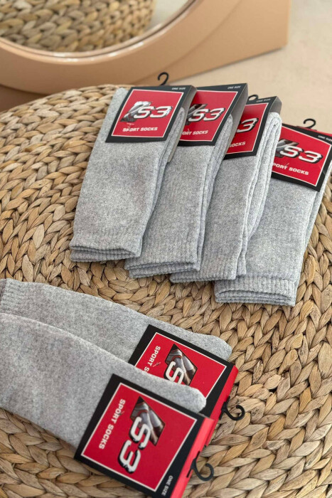 6 PAIR SIMPLE MEN SOCKS IN LIGHT GREY COLOR - 2