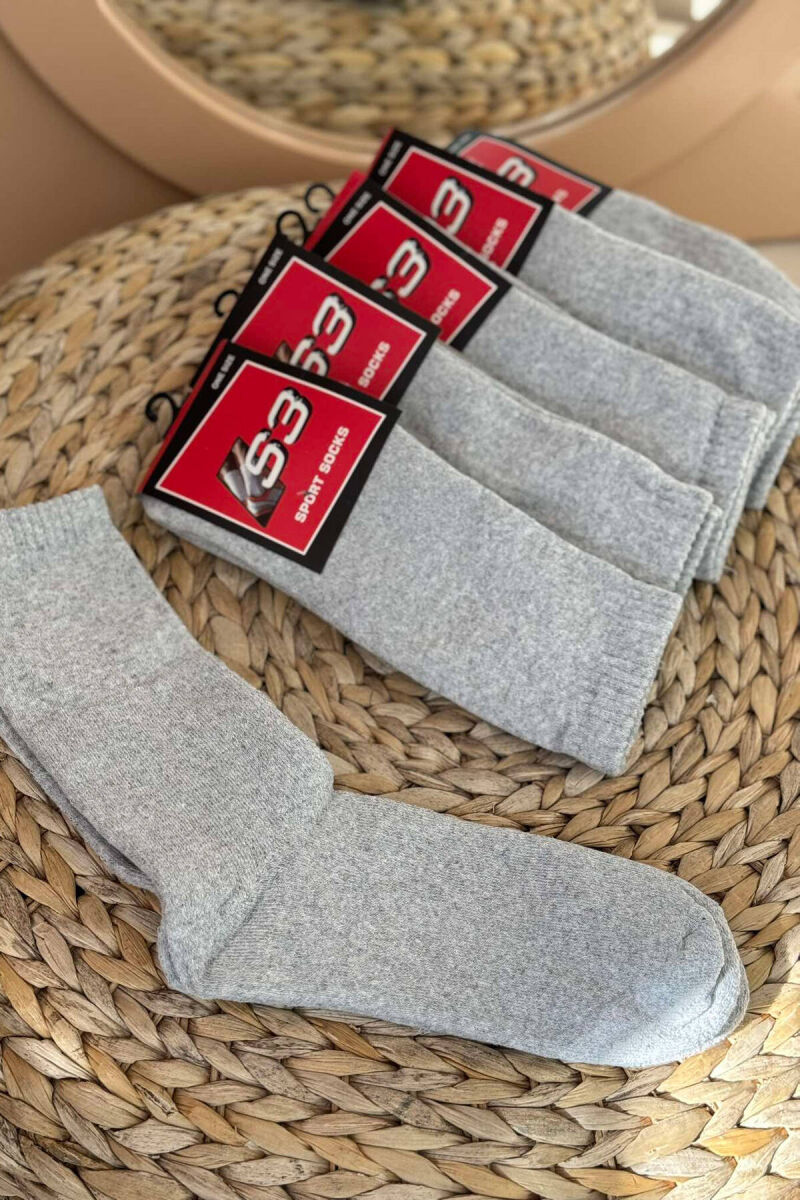 6 PAIR SIMPLE MEN SOCKS IN LIGHT GREY COLOR - 3