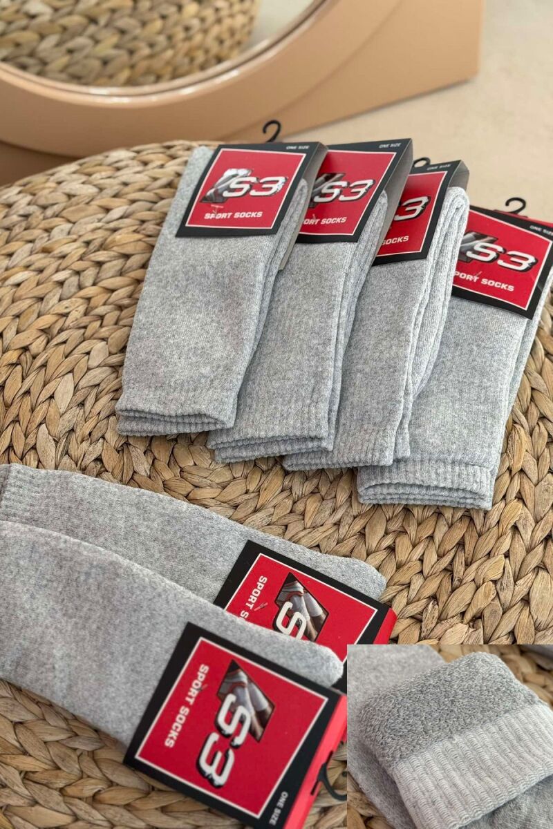 6 PAIR SIMPLE MEN SOCKS LIGHT GREY/GZ - 1