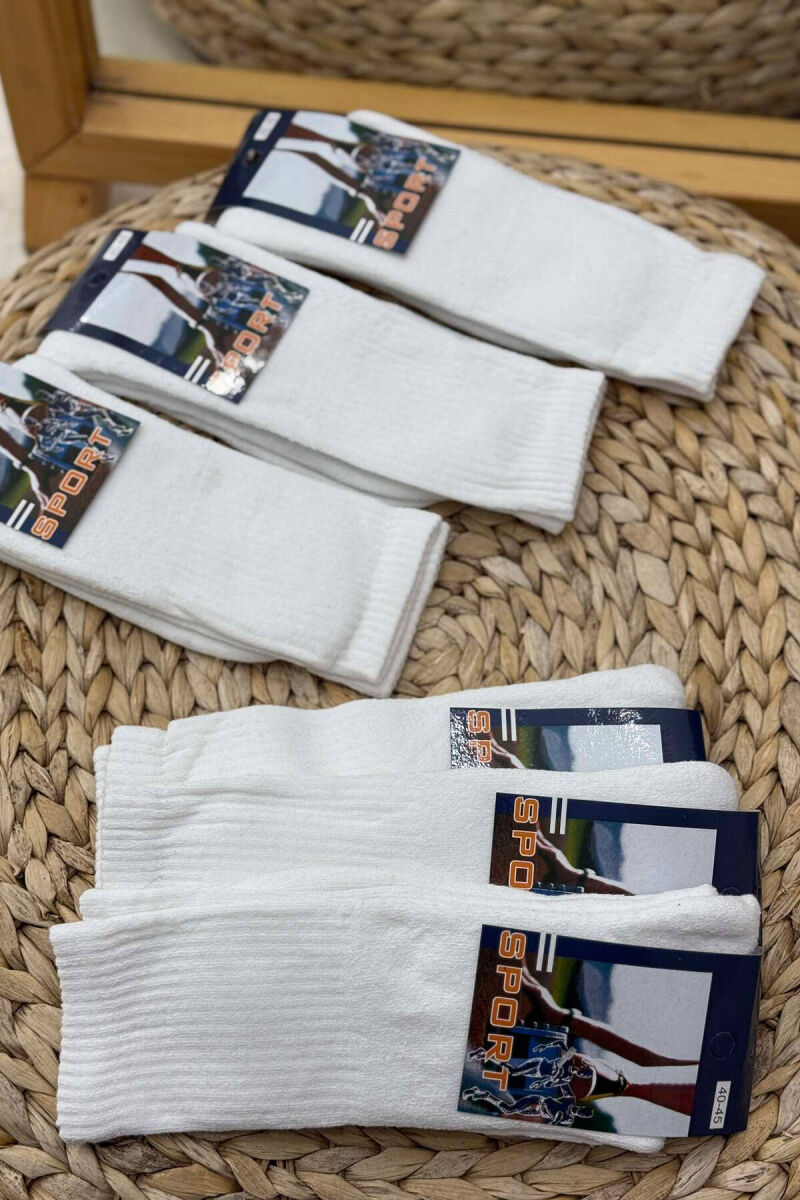 6 PAIR SIMPLE MEN SOCKS IN WHITE COLOR - 5