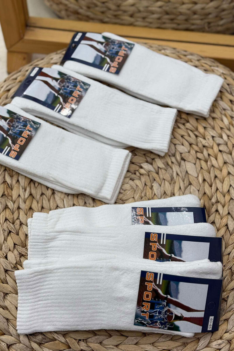 6 PAIR SIMPLE MEN SOCKS WHITE-E BARDHE - 5