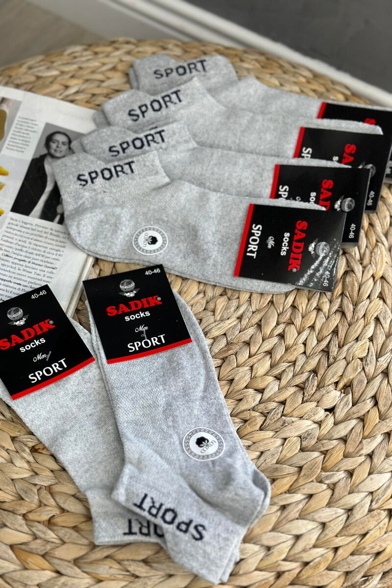 6 PAIR SPORT MEN ANKLE SOCKS GREY/GRI - 1