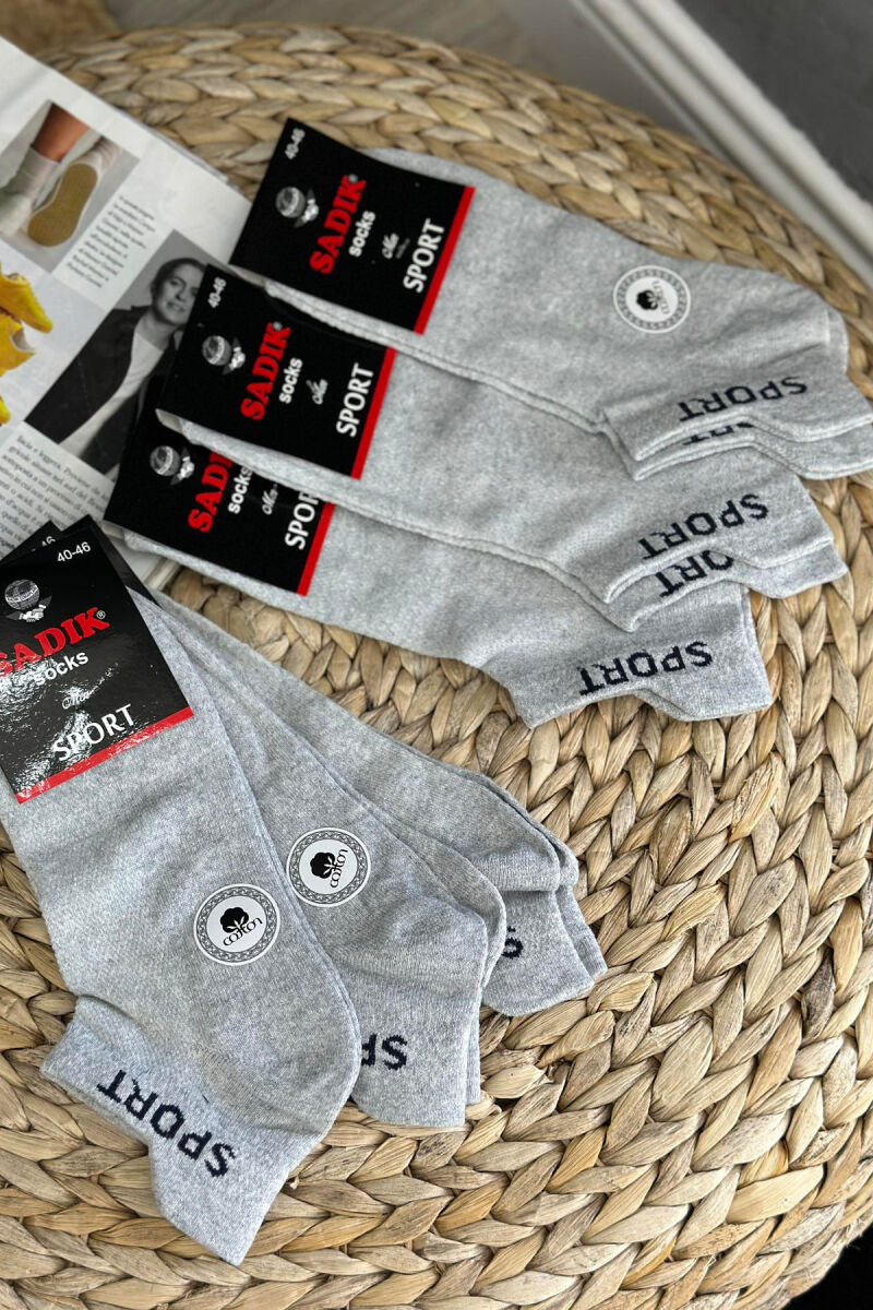 6 PAIR SPORT MEN ANKLE SOCKS GREY/GRI - 2