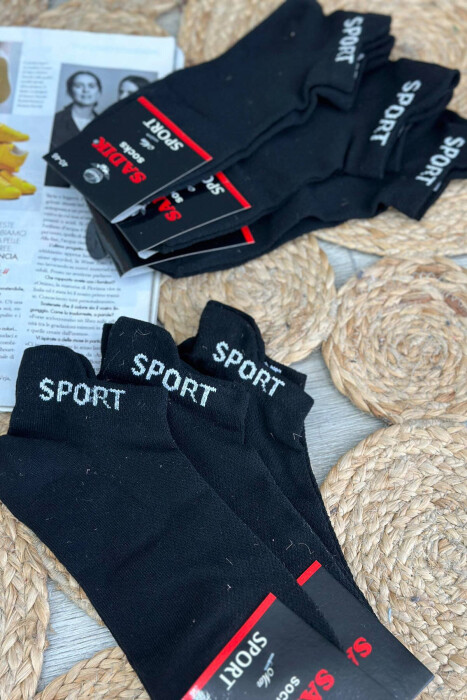 6 PAIR SPORT MEN ANKLE SOCKS IN BLACK COLOR 