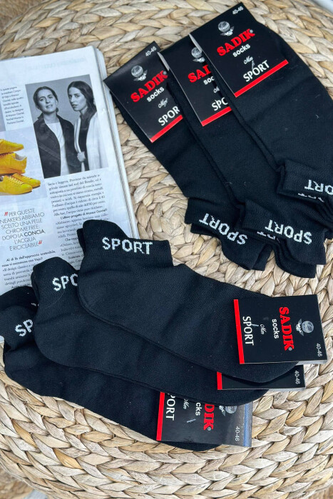 6 PAIR SPORT MEN ANKLE SOCKS IN BLACK COLOR - 2