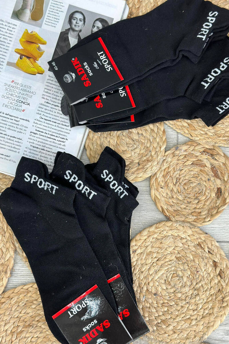 6 PAIR SPORT MEN ANKLE SOCKS IN BLACK COLOR - 3