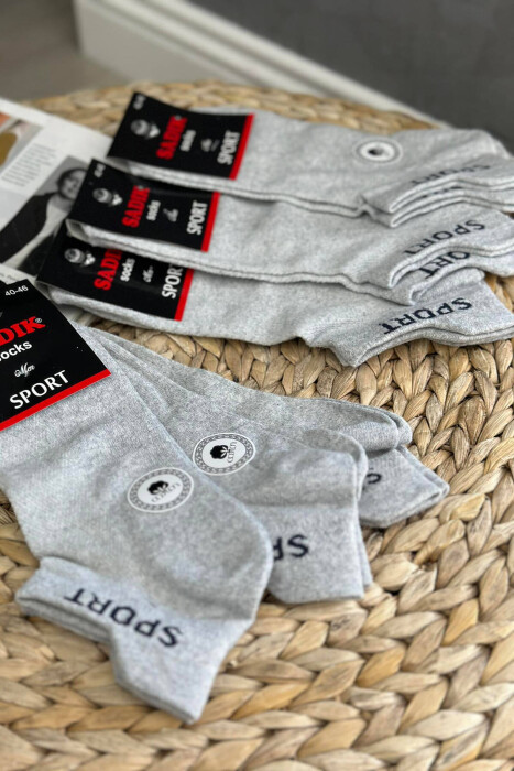 6 PAIR SPORT MEN ANKLE SOCKS IN GREY COLOR - 3