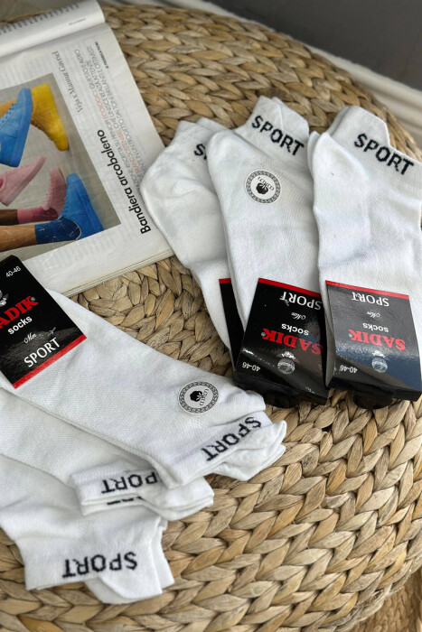 6 PAIR SPORT MEN ANKLE SOCKS IN WHITE COLOR - 2