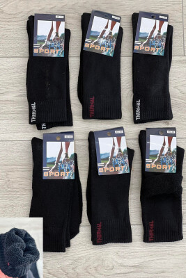 6 PAIR THERMAL MEN CREW SOCKS BLACK/ E ZEZE 