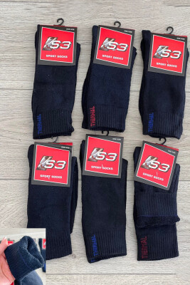 6 PAIR THERMAL MEN CREW SOCKS BLUE/BLU 