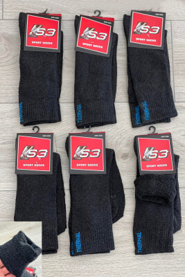 6 PAIR THERMAL MEN CREW SOCKS DARK GREY/GEE 