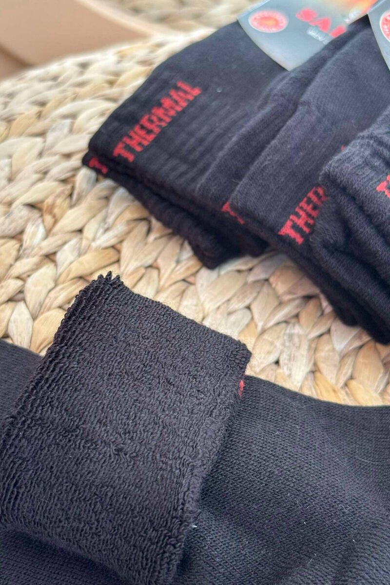 6 PAIR THERMAL MEN CREW SOCKS IN BLACK COLOR - 4