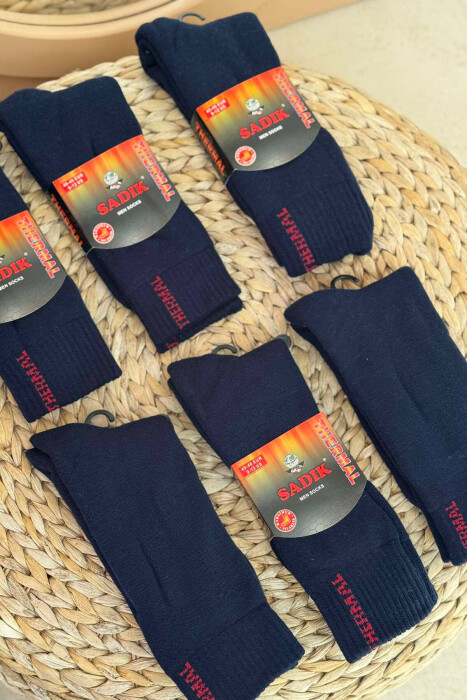 6 PAIR THERMAL MEN CREW SOCKS IN DARK BLUE COLOR - 2