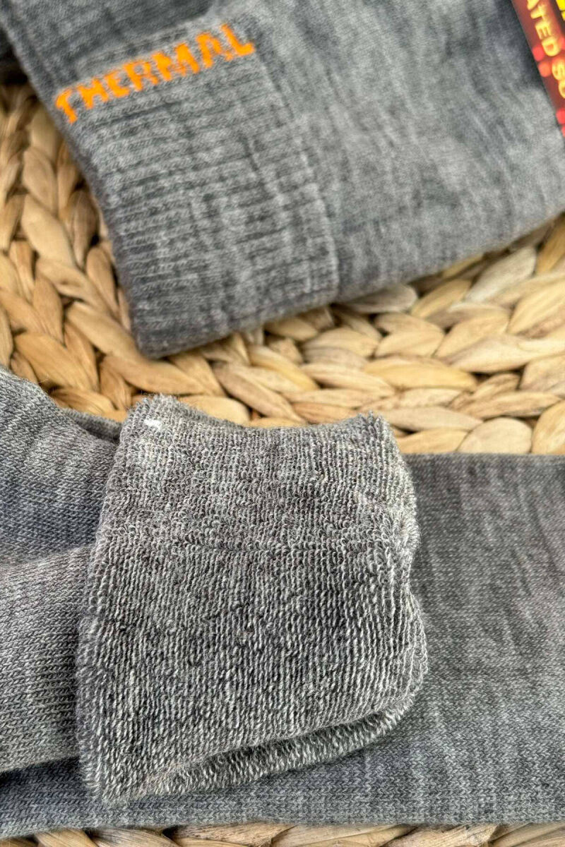 6 PAIR THERMAL MEN CREW SOCKS IN GREY COLOR - 3