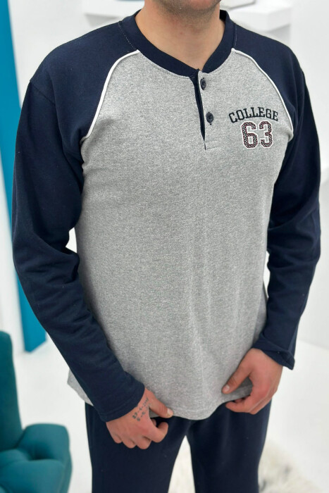 63 COLLEGE LOGO SWEATSHIRT+SWEATPANTS MEN PYJAMAS GREY/GRI - 3