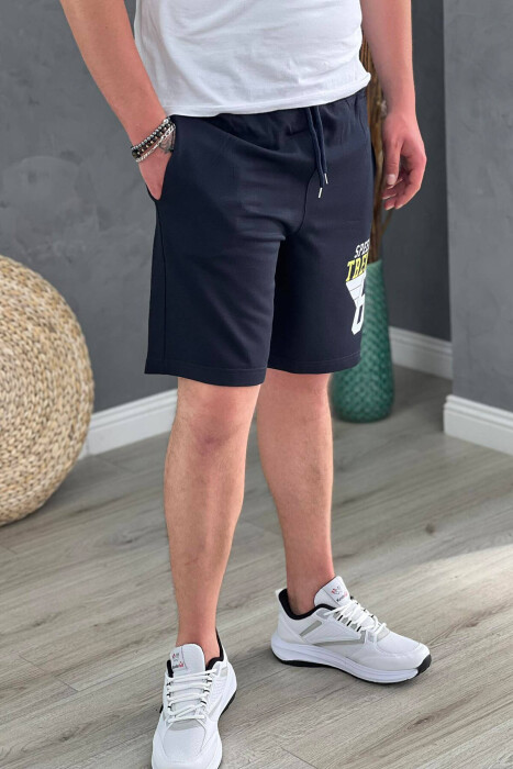 9 WRITINGS NEW MAN SHORTS DARK BLUE/BEE - 2