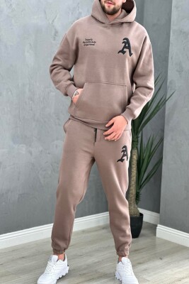 A LETTER SIPMLE MEN SWEATSUIT SET LIGHT BROWN/KAZB 