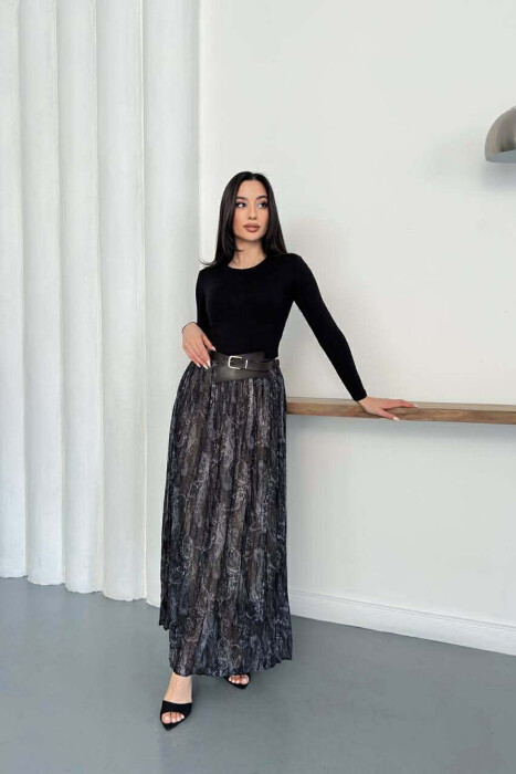 ABSTRACT DESIGN BELT DETAIL WOMAN SKIRT GREY/GRI - 3
