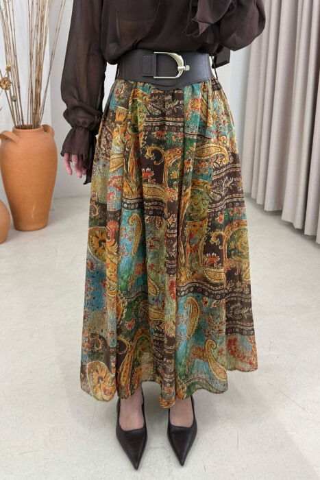 ABSTRACT DESIGN BELT DETAIL WOMAN SKIRT MULTIPLE/SHNGJ - 1