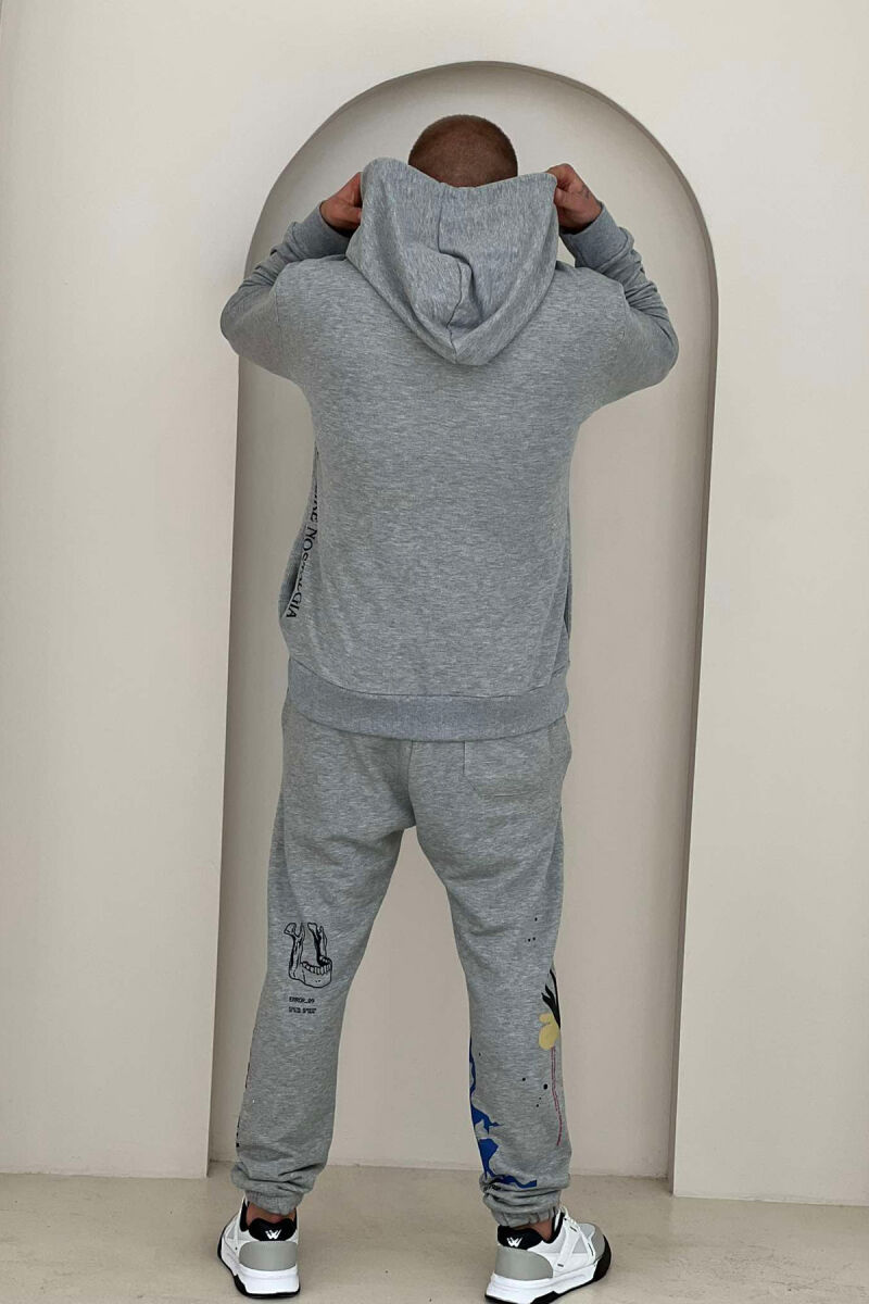 ABSTRACT DESIGN HOODIE+JOGGERS MEN SET GREY/GRI - 4