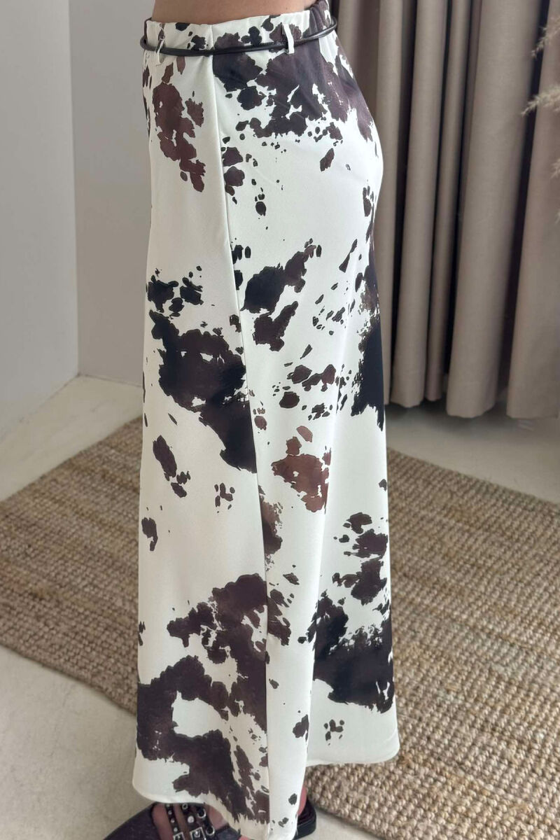 ABSTRACT DESIGN LACING LONG WOMEN SKIRT CREAM/KREM - 6