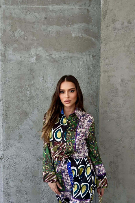 ABSTRACT DESIGN LONG SLEEVE WOMEN SHIRT MULTIPLE/SHNGJ - KLAUDIO FASHION