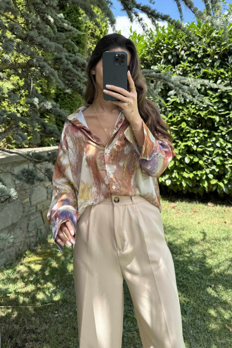 ABSTRACT DESIGN LONG SLEEVES WOMEN SHIRT MULTIPLE/SHNGJ 
