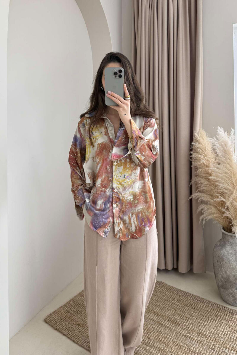 ABSTRACT DESIGN LONG SLEEVES WOMEN SHIRT MULTIPLE/SHNGJ - 1