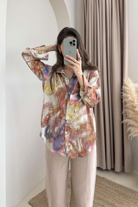 ABSTRACT DESIGN LONG SLEEVES WOMEN SHIRT MULTIPLE/SHNGJ - 2