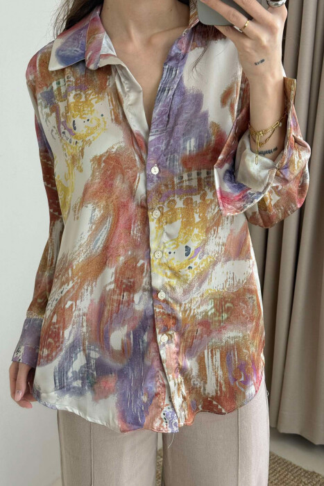 ABSTRACT DESIGN LONG SLEEVES WOMEN SHIRT MULTIPLE/SHNGJ - 3