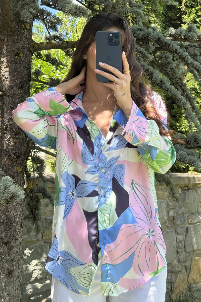 ABSTRACT DESIGN LONG SLEEVES WOMEN SHIRT PINK-GREEN/RO-JE - 3