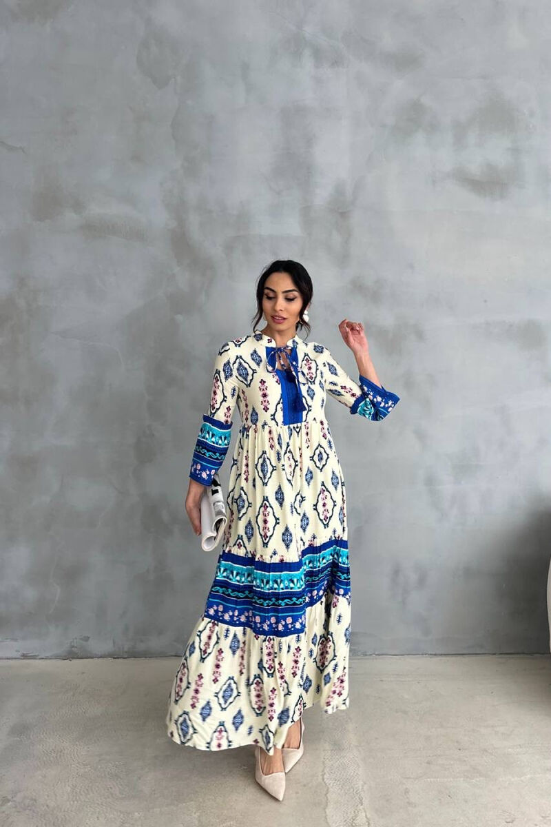 ABSTRACT DESIGN LONG WOMEN DRESS YELLOW/E VERDHE - 2