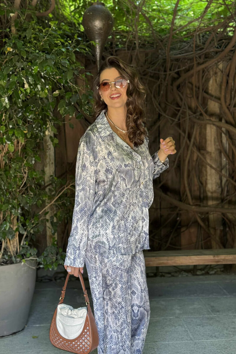 ABSTRACT DESIGN SHIRT+TROUSERS WOMEN SET LIGHTBLUE/BZ - 2