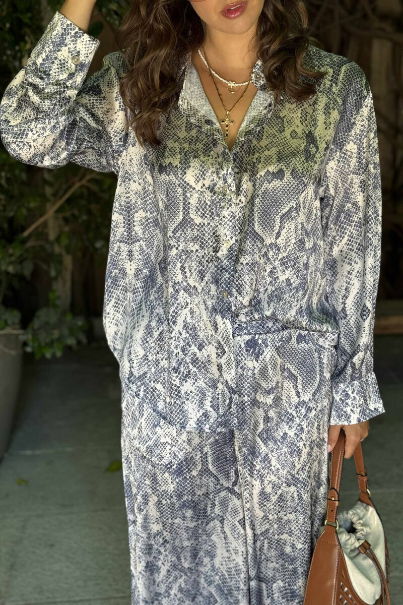 ABSTRACT DESIGN SHIRT+TROUSERS WOMEN SET LIGHTBLUE/BZ - 5