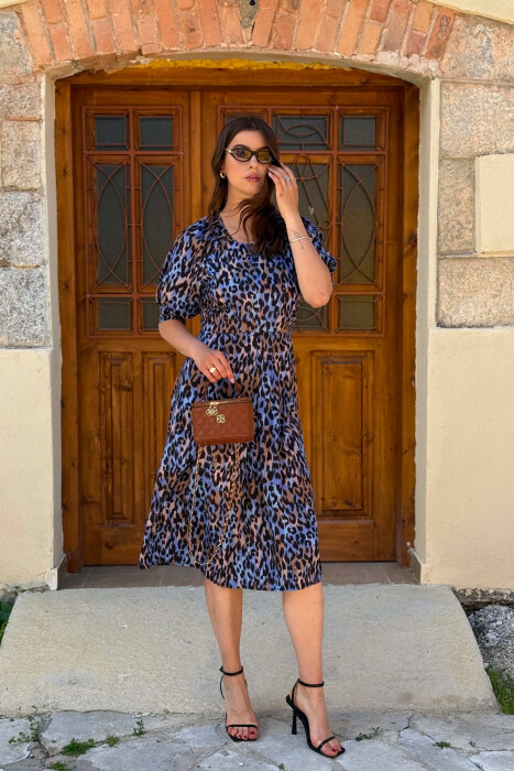 ABSTRACT DESIGN SHORT SLEEVE WOMAN DRESS BLACK-PURPLE/ZELE - 4