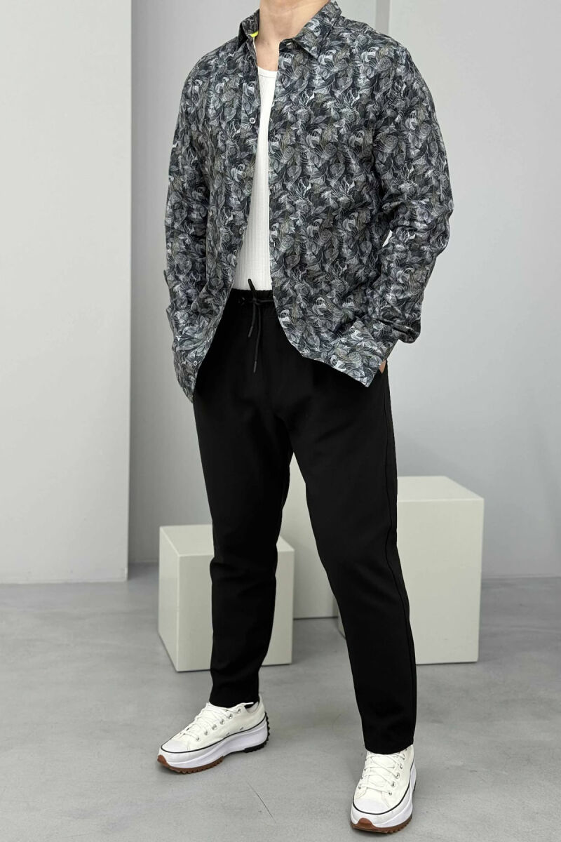 ABSTRACT DESIGN SIMPLE MEN SHIRT DARK GREY/GEE - 1