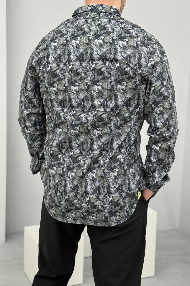 ABSTRACT DESIGN SIMPLE MEN SHIRT DARK GREY/GEE - 2