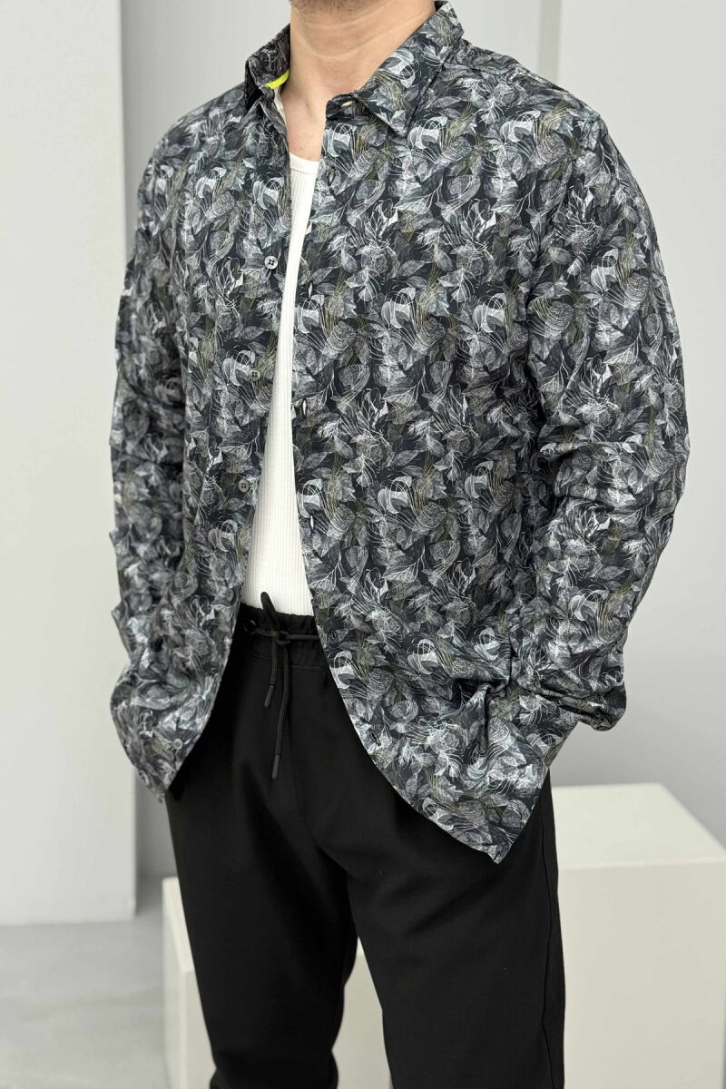ABSTRACT DESIGN SIMPLE MEN SHIRT DARK GREY/GEE - 3