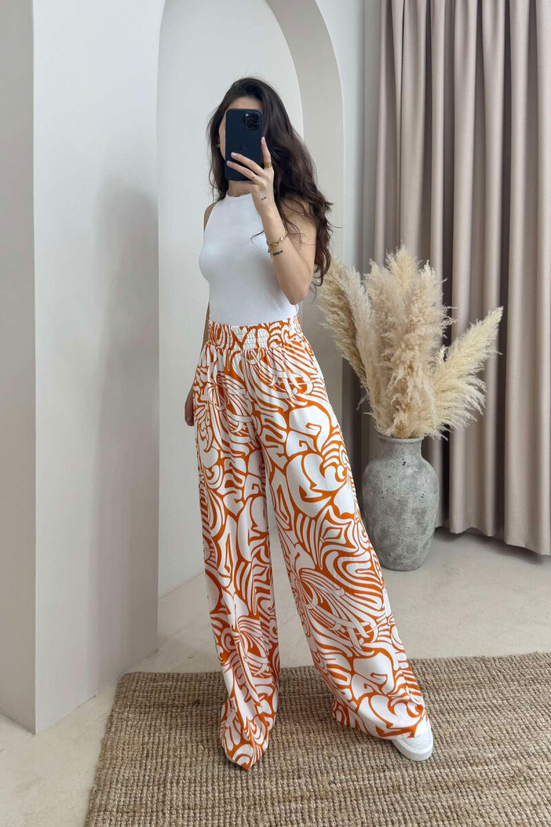 ABSTRACT DESIGN WIDE LEG WOMEN TROUSERS ORANGE/PORTOKALLI - 1