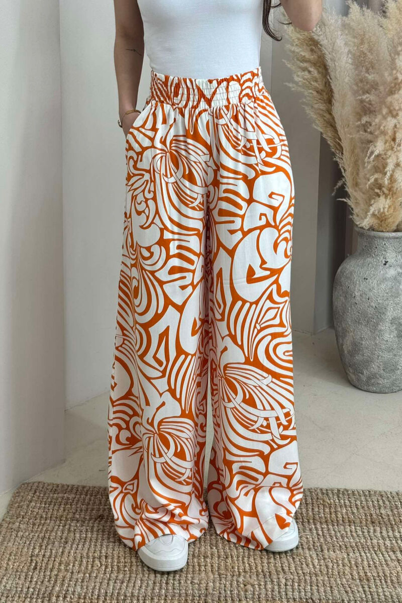 ABSTRACT DESIGN WIDE LEG WOMEN TROUSERS ORANGE/PORTOKALLI - 2