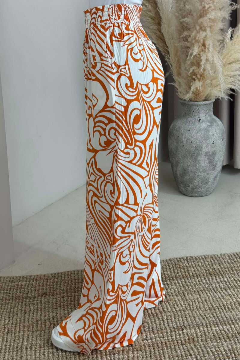 ABSTRACT DESIGN WIDE LEG WOMEN TROUSERS ORANGE/PORTOKALLI - 3