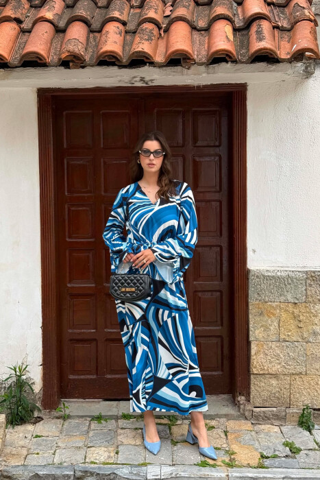 ABSTRACT DESIGN WOMAN DRESS BLUE/BLU - 3