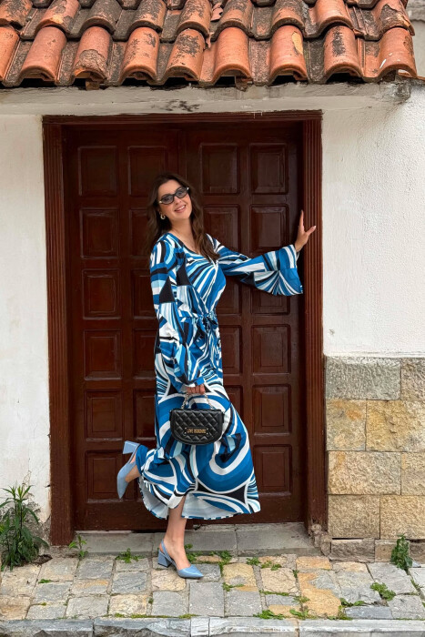 ABSTRACT DESIGN WOMAN DRESS BLUE/BLU - 4