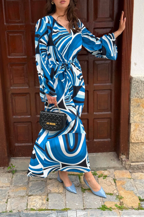 ABSTRACT DESIGN WOMAN DRESS BLUE/BLU - 5