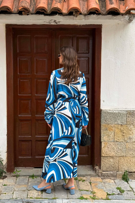 ABSTRACT DESIGN WOMAN DRESS BLUE/BLU - 6