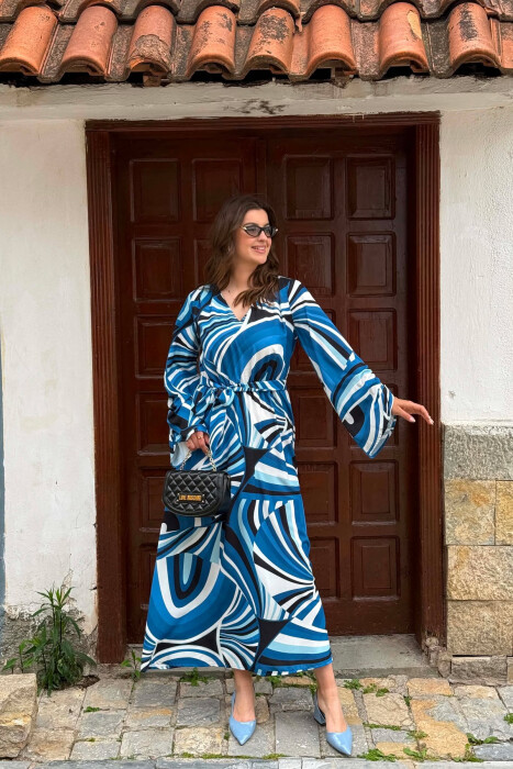 ABSTRACT DESIGN WOMAN DRESS BLUE/BLU - 7