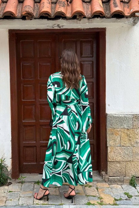 ABSTRACT DESIGN WOMAN DRESS GREEN/JESHILE - 6