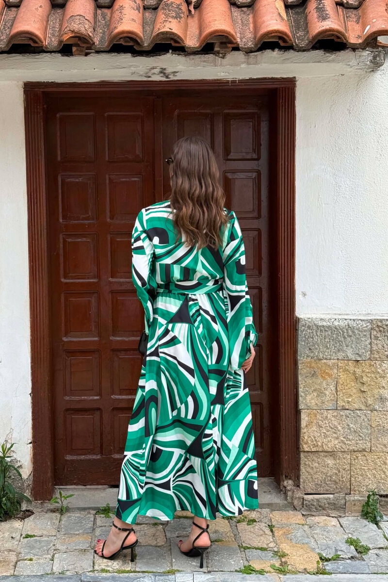 ABSTRACT DESIGN WOMAN DRESS GREEN/JESHILE - 6